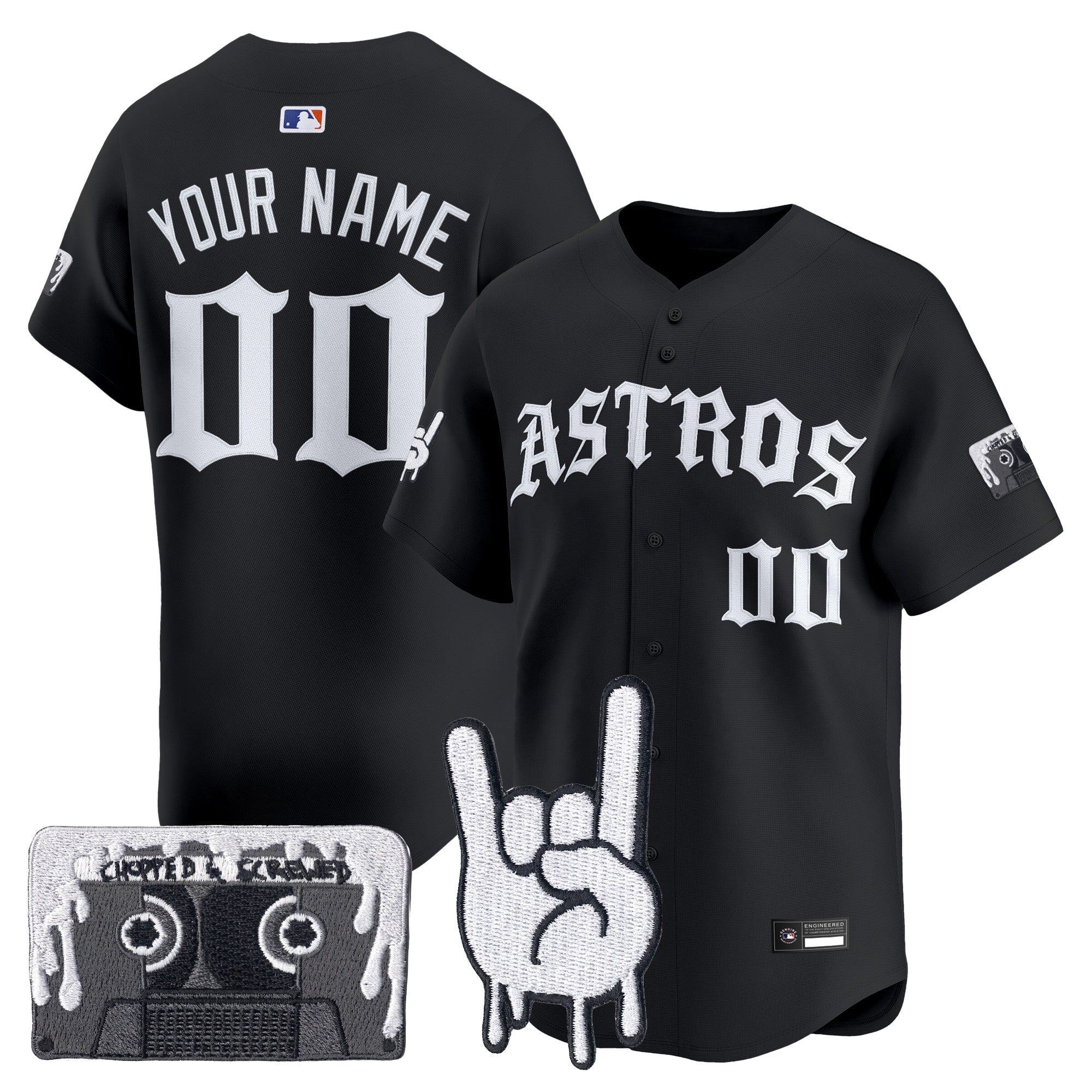 Houston Astros Dj Screw Vapor Premier Limited Custom Jersey - Gothic Edition - All Stitched